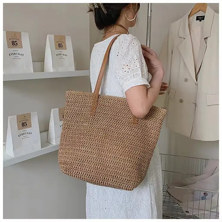 Women Straw Woven Shoulder Bag Large Capacity Summer — feature 13