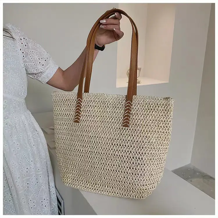 Women Straw Woven Shoulder Bag Large Capacity Summer — feature 5