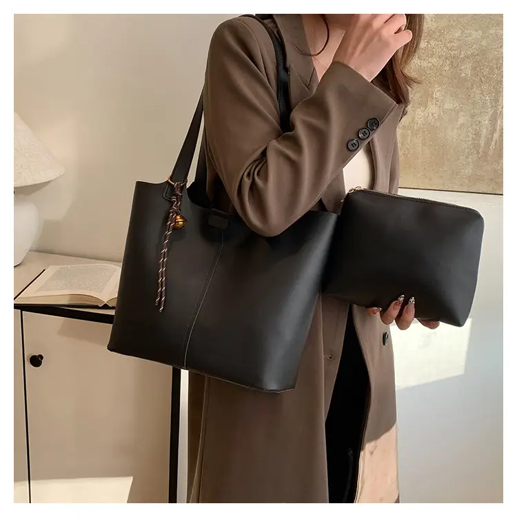 2024 Women's Large Capacity Brown Tote Bag with Crossbody Strap — feature 10