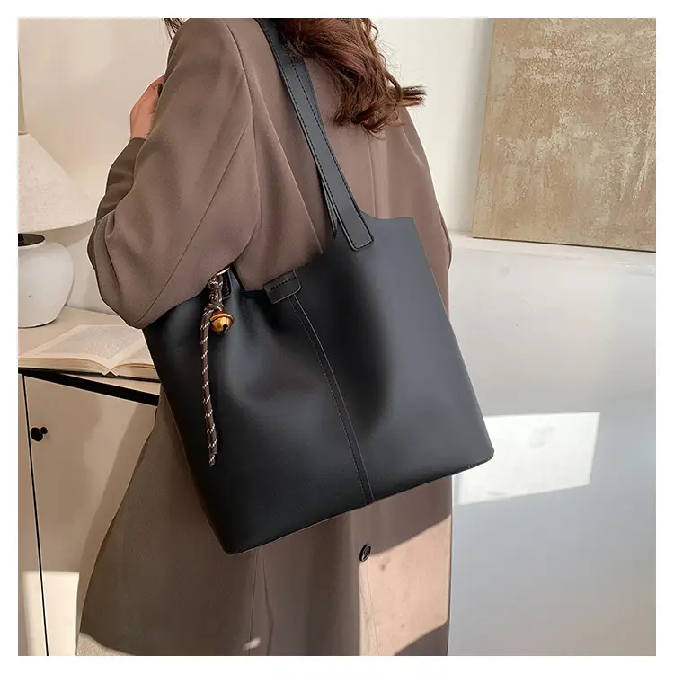 2024 Women's Large Capacity Brown Tote Bag with Crossbody Strap — feature 12