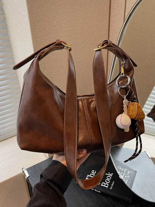 Women's Retro Brown Leather Shoulder Bag 2024 - Image 9