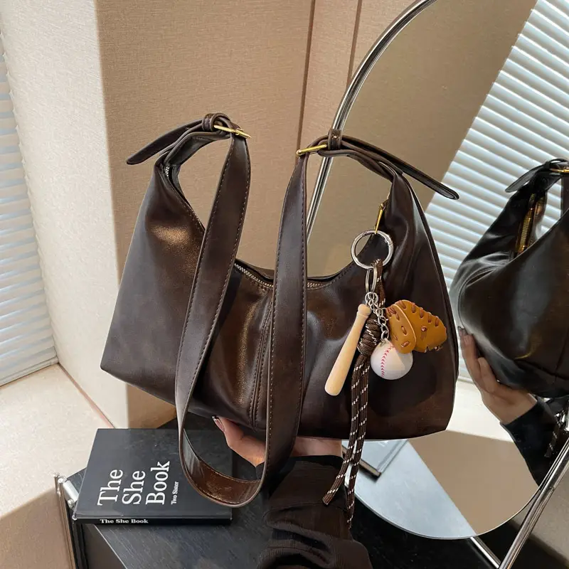 Women's Retro Brown Leather Shoulder Bag 2024 - Image 2