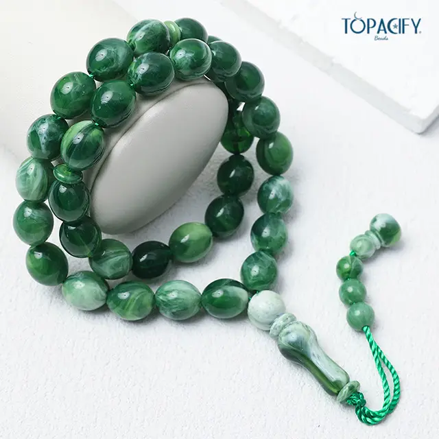 Oval Green Prayer Beads Tasbiha 33 — feature 3