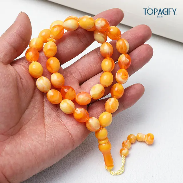 Oval Green Prayer Beads Tasbiha 33 - Image 2