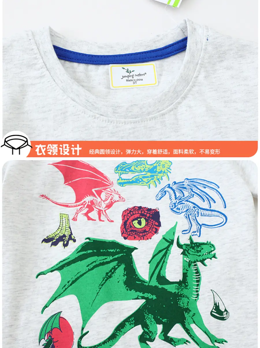 Kids Dinosaur Printed T-Shirt Grey Boys Summer
