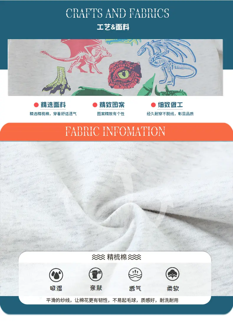 Kids Dinosaur Printed T-Shirt Grey Boys Summer — feature 7