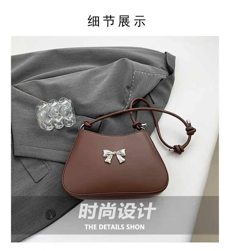 Brown Bowknot Shoulder Bag for Women 2026 — feature 3