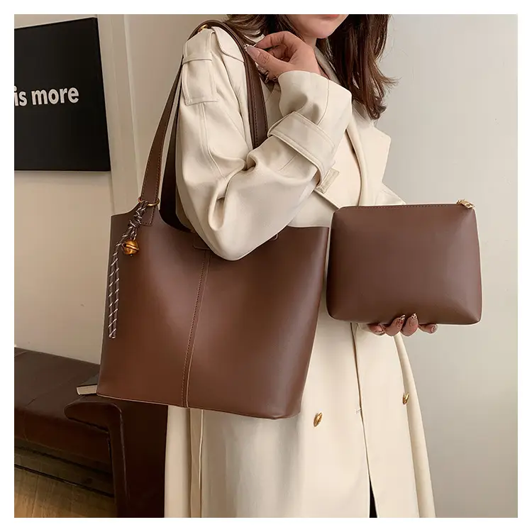 Black Leather Tote Bag with Pendant for Women — feature 11