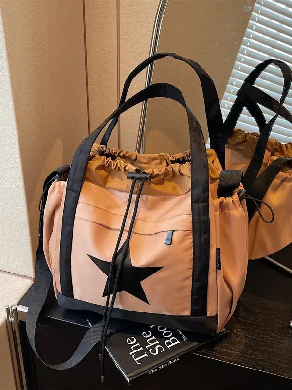 Women's Black Star Logo Shoulder Crossbody Tote Bag - Image 5