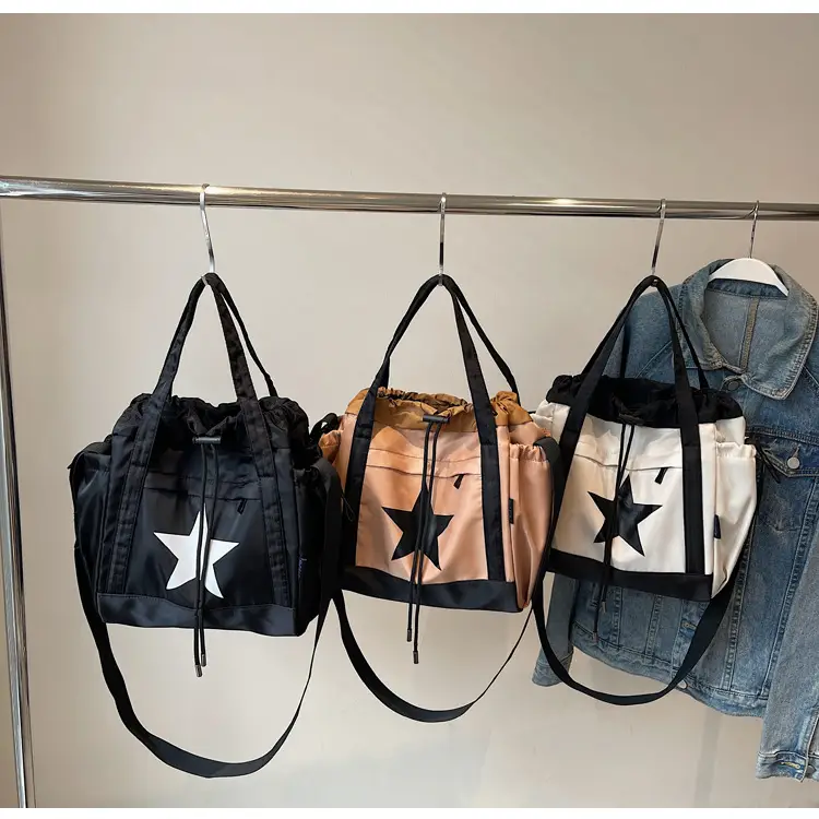 Women's Black Star Logo Shoulder Crossbody Tote Bag — feature 1