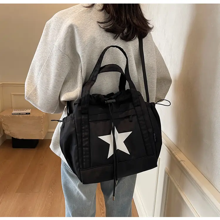 Women's Black Star Logo Shoulder Crossbody Tote Bag — feature 10