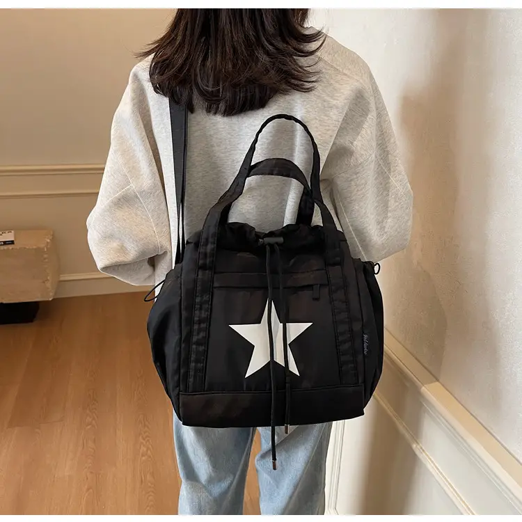 Women's Black Star Logo Shoulder Crossbody Tote Bag — feature 11