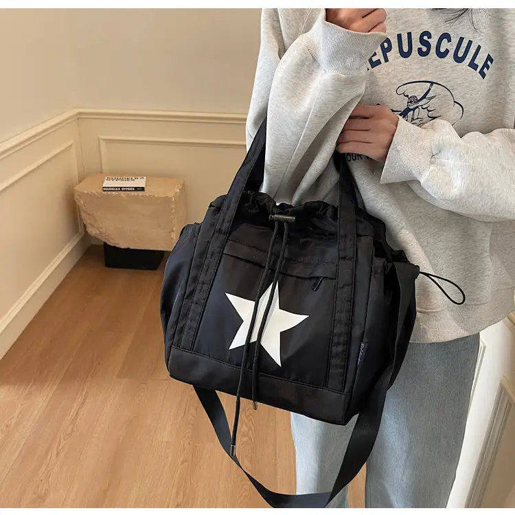 Women's Black Star Logo Shoulder Crossbody Tote Bag — feature 12