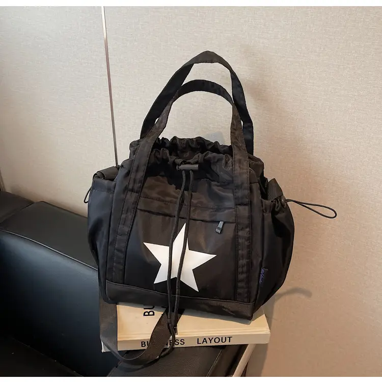 Women's Black Star Logo Shoulder Crossbody Tote Bag — feature 22