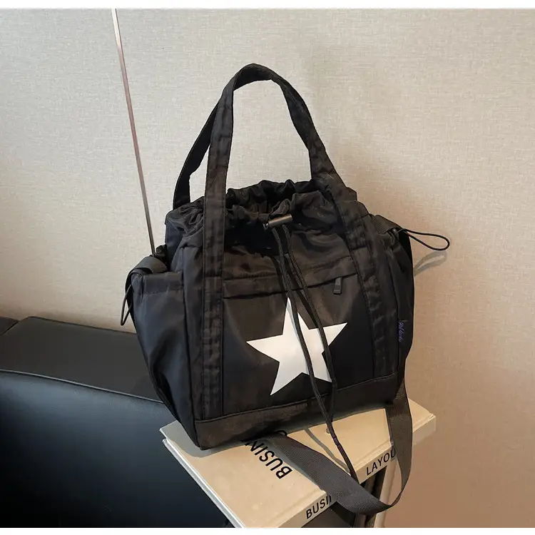 Women's Black Star Logo Shoulder Crossbody Tote Bag — feature 23
