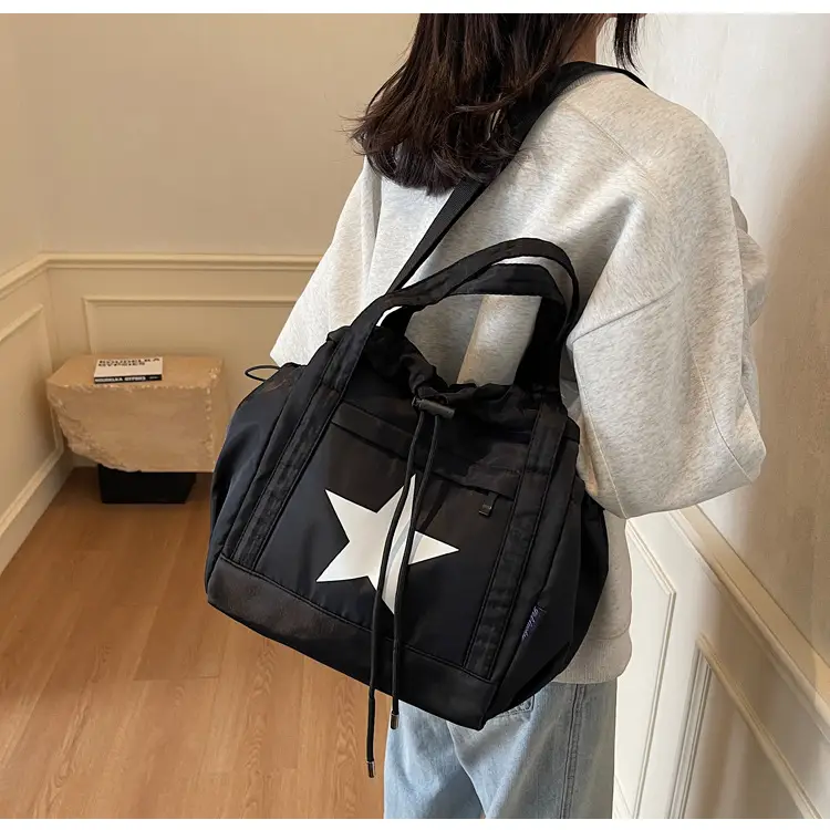 Women's Black Star Logo Shoulder Crossbody Tote Bag — feature 9