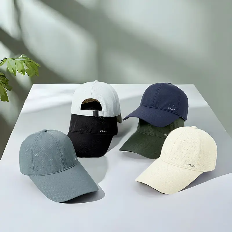 Women Green Cotton Baseball Cap with Brim 11cm