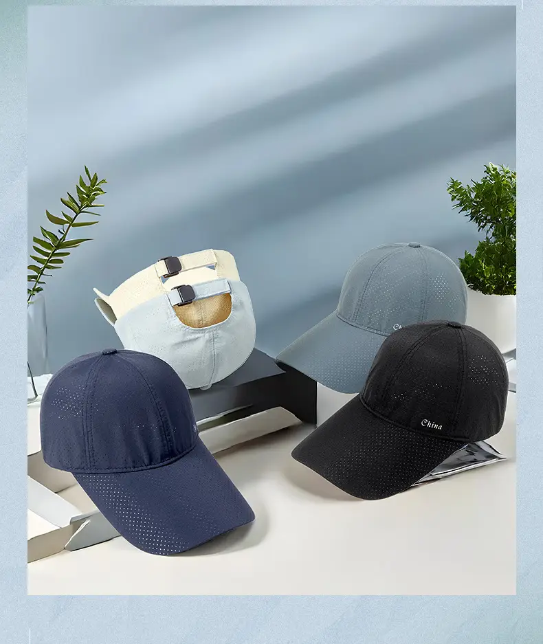 Women Green Cotton Baseball Cap with Brim 11cm — feature 25