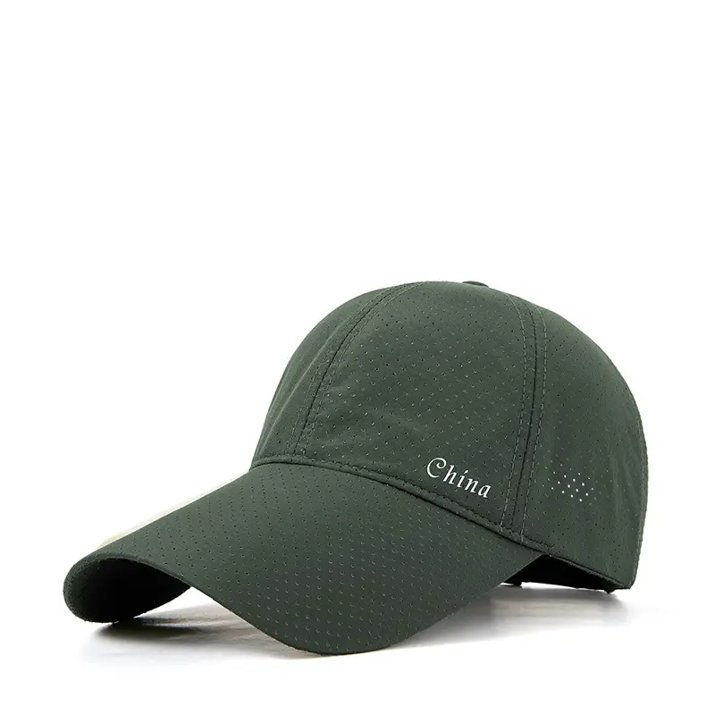 Women Green Cotton Baseball Cap with Brim 11cm