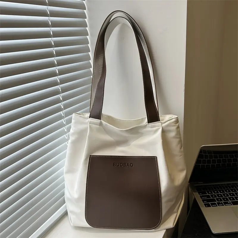 Women's Contrast Color Casual Tote Bag 2024 - Image 5