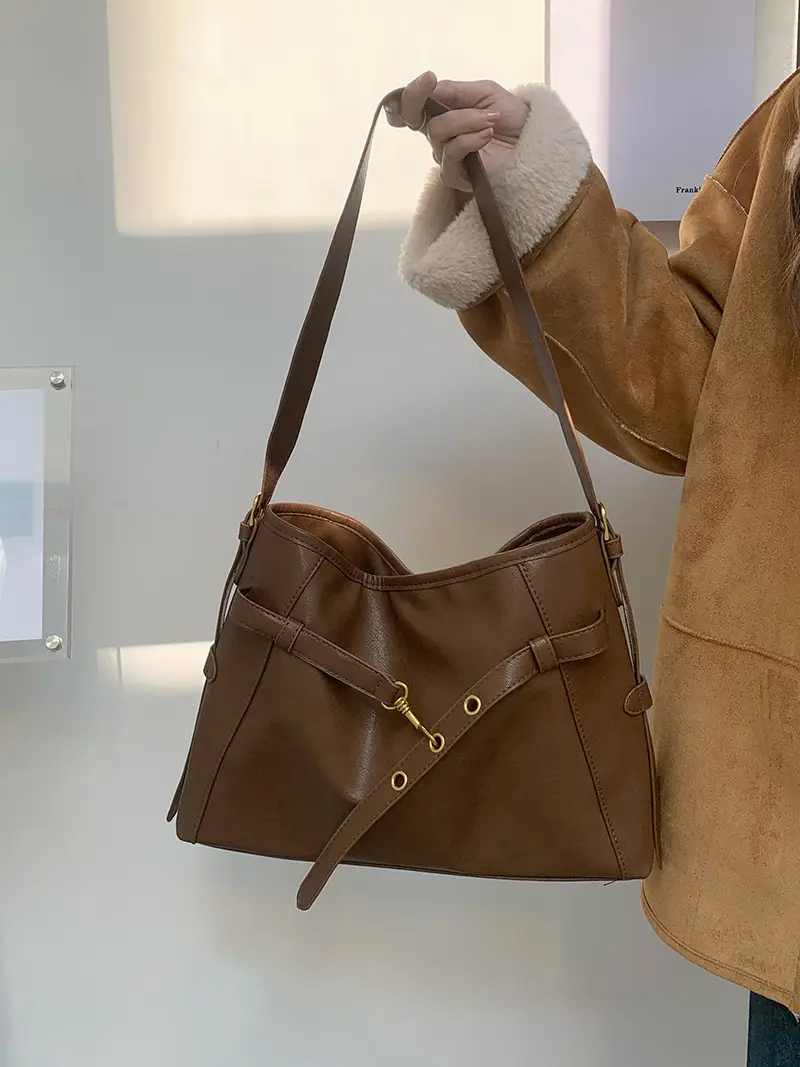 Meilade Brown Leather Shoulder Bag for Women 2026 - Image 5