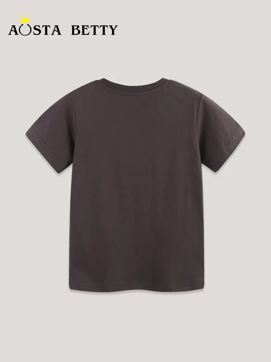 Boys Cartoon T-Shirt Brown Short Sleeve Knitted Cotton - Image 3