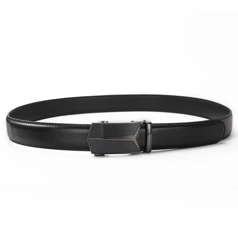 Men's Genuine Leather Belt with Automatic Buckle Black - Image 5