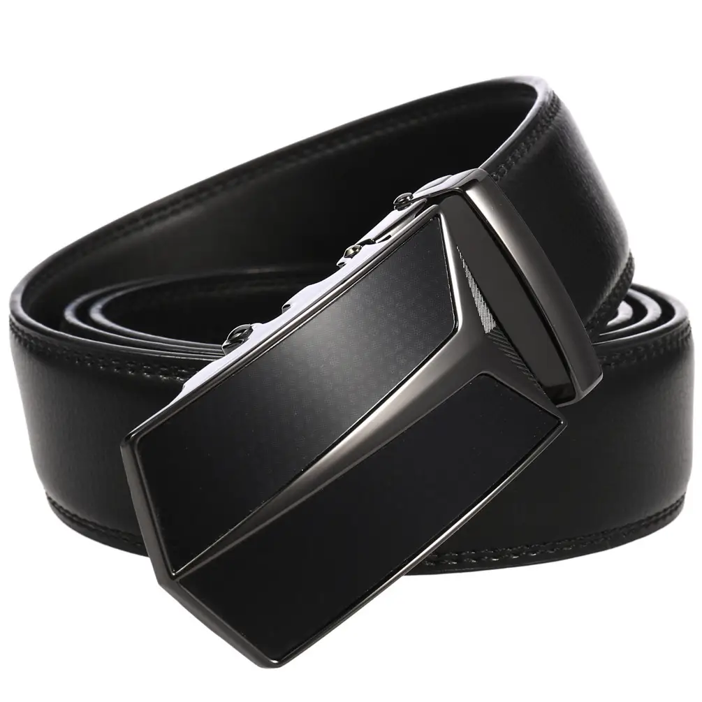 Men's Genuine Leather Belt with Automatic Buckle Black - Image 6