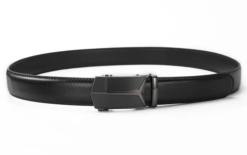 Men's Genuine Leather Belt with Automatic Buckle Black — feature 5