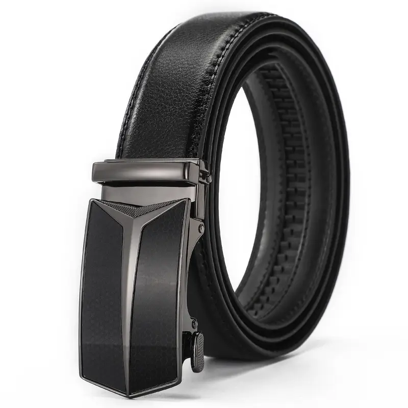 Men's Genuine Leather Belt with Automatic Buckle Black — feature 9