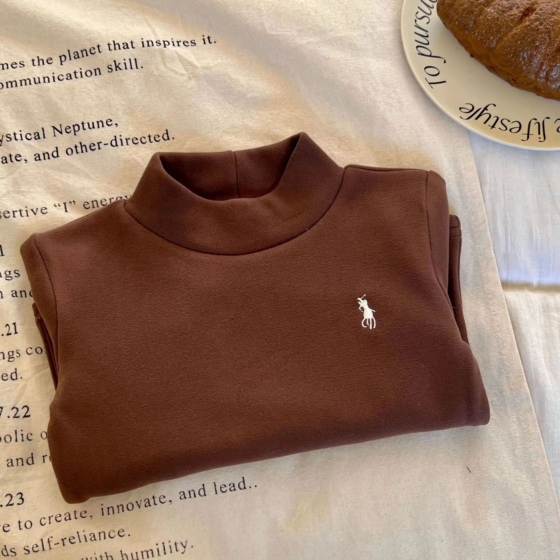 Girls Velvet Winter T-Shirt White Polo Logo — feature 1