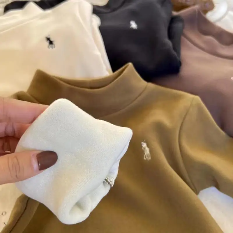 Girls Velvet Winter T-Shirt White Polo Logo — feature 11