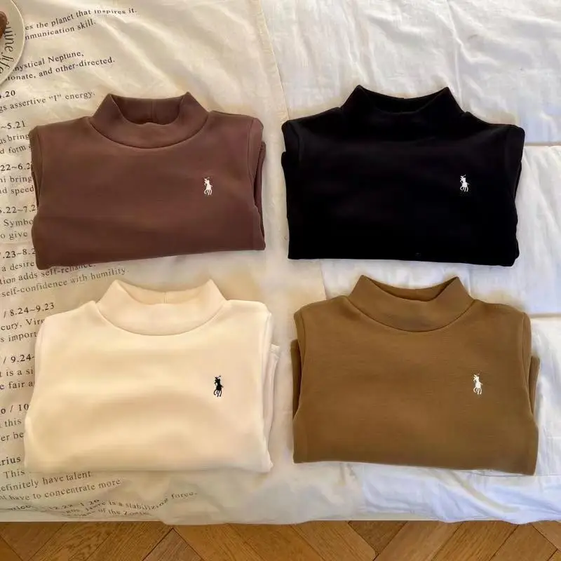 Girls Velvet Winter T-Shirt White Polo Logo — feature 7