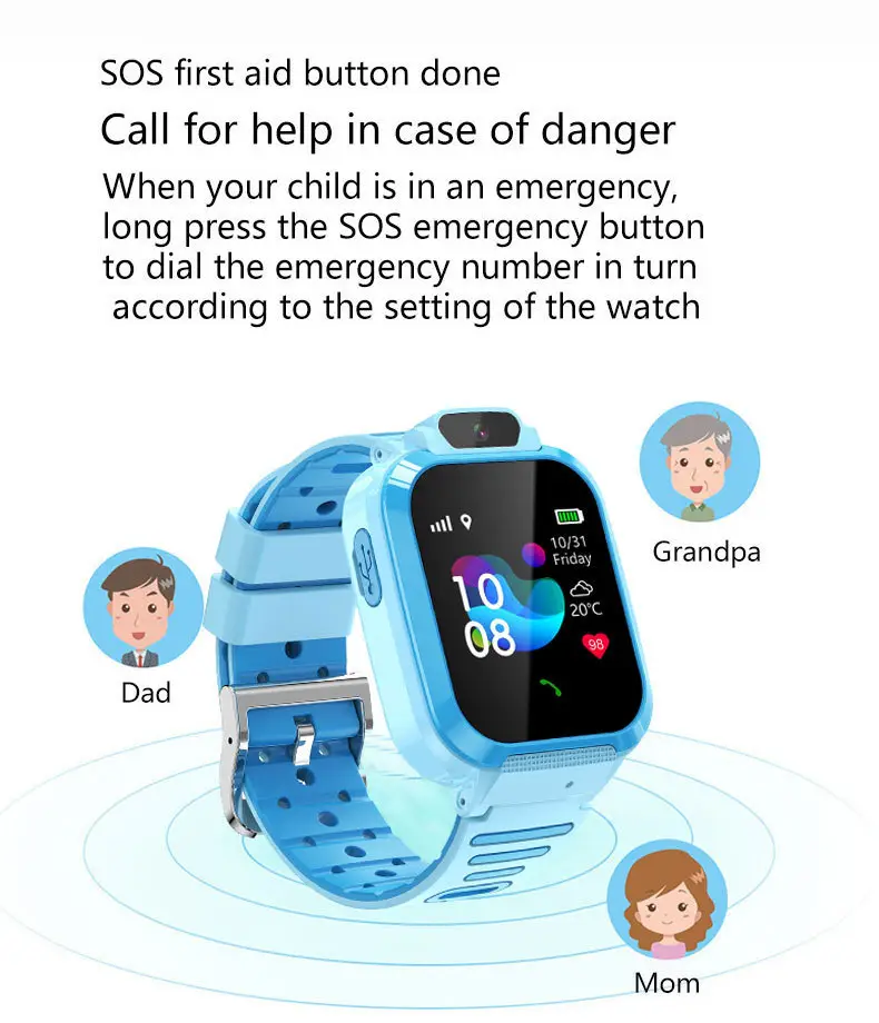 Foreign trade cross-border children's smart phone watch waterproof Q12 English multi-language gps positioning factory batch — feature 10