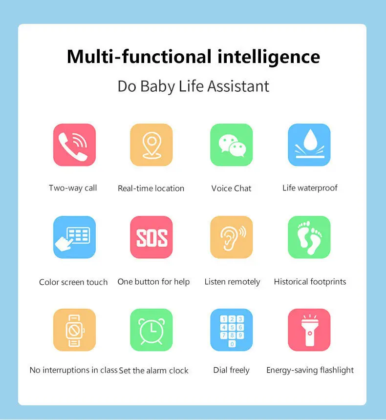 Foreign trade cross-border children's smart phone watch waterproof Q12 English multi-language gps positioning factory batch — feature 2