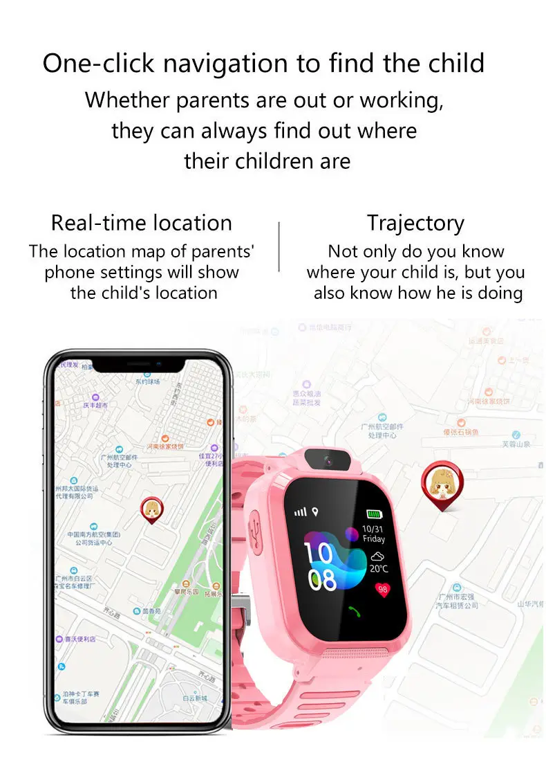 Foreign trade cross-border children's smart phone watch waterproof Q12 English multi-language gps positioning factory batch — feature 7