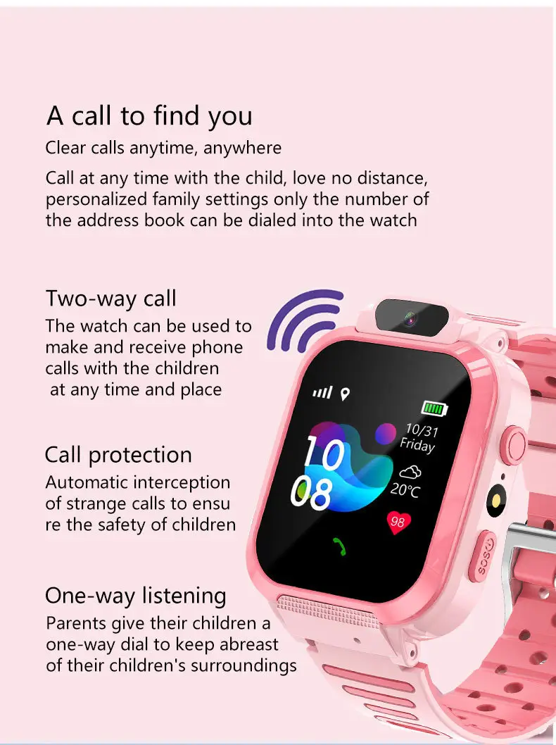 Foreign trade cross-border children's smart phone watch waterproof Q12 English multi-language gps positioning factory batch — feature 8