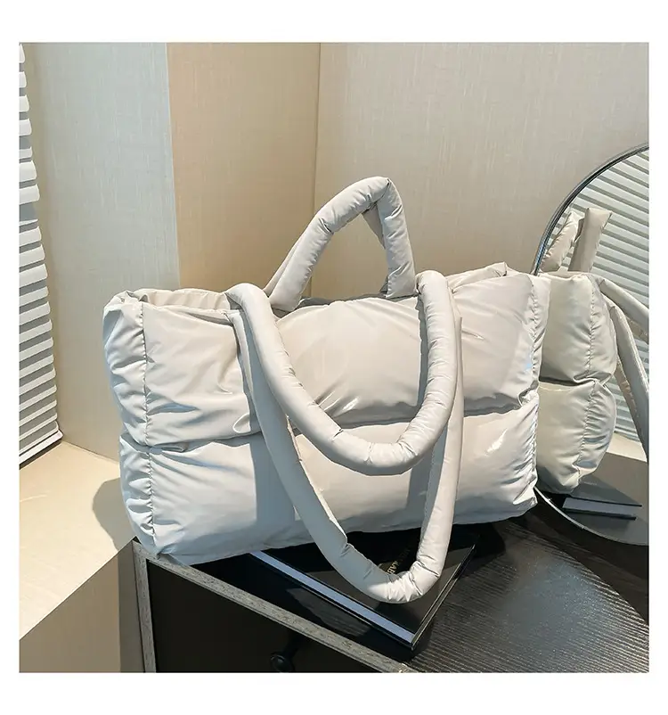 Women's Grey Puffer Shoulder Bag Large Capacity — feature 20