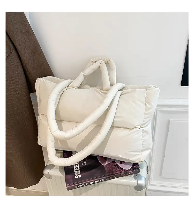 Women's Grey Puffer Shoulder Bag Large Capacity — feature 23