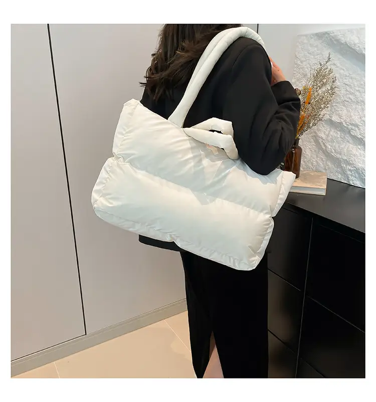Women's Grey Puffer Shoulder Bag Large Capacity — feature 31