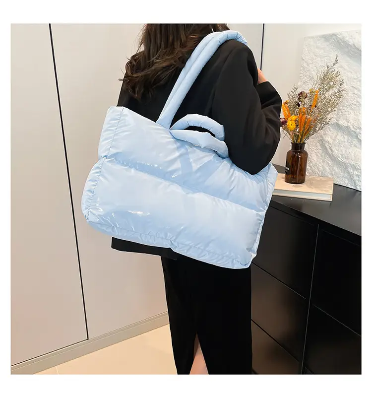 Women's Grey Puffer Shoulder Bag Large Capacity — feature 35