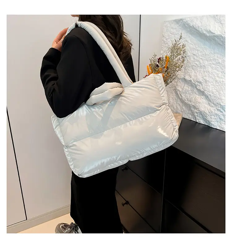 Women's Grey Puffer Shoulder Bag Large Capacity — feature 37