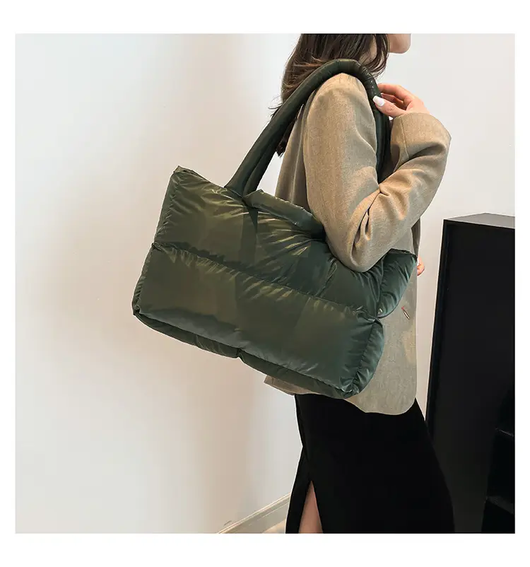 Women's Grey Puffer Shoulder Bag Large Capacity — feature 40