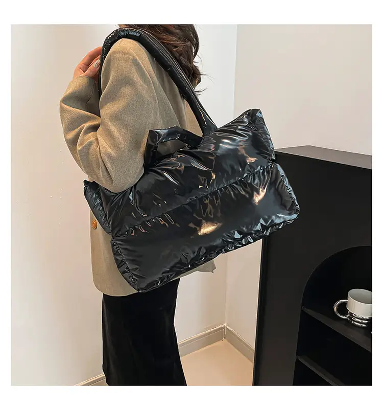 Women's Grey Puffer Shoulder Bag Large Capacity — feature 43