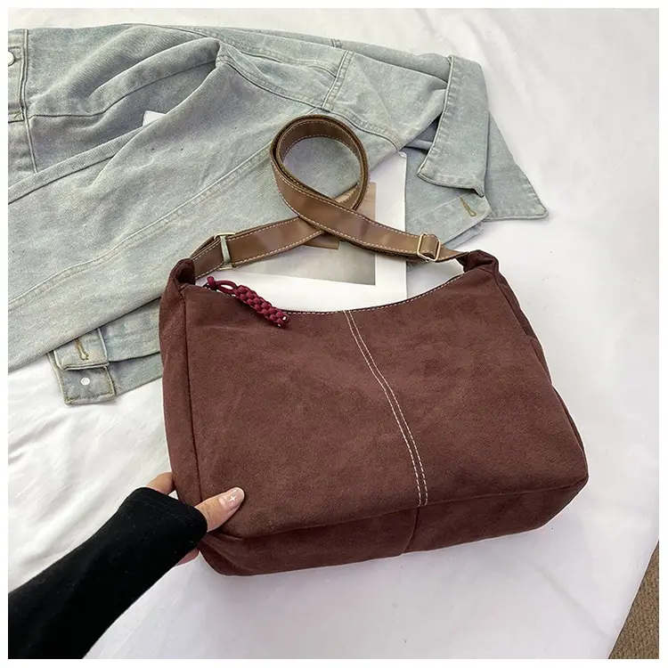 Suede Tote Bag Beige Large Capacity Shoulder Commute — feature 14