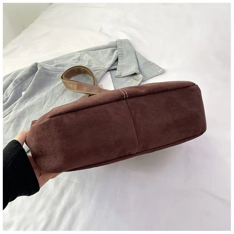 Suede Tote Bag Beige Large Capacity Shoulder Commute — feature 16