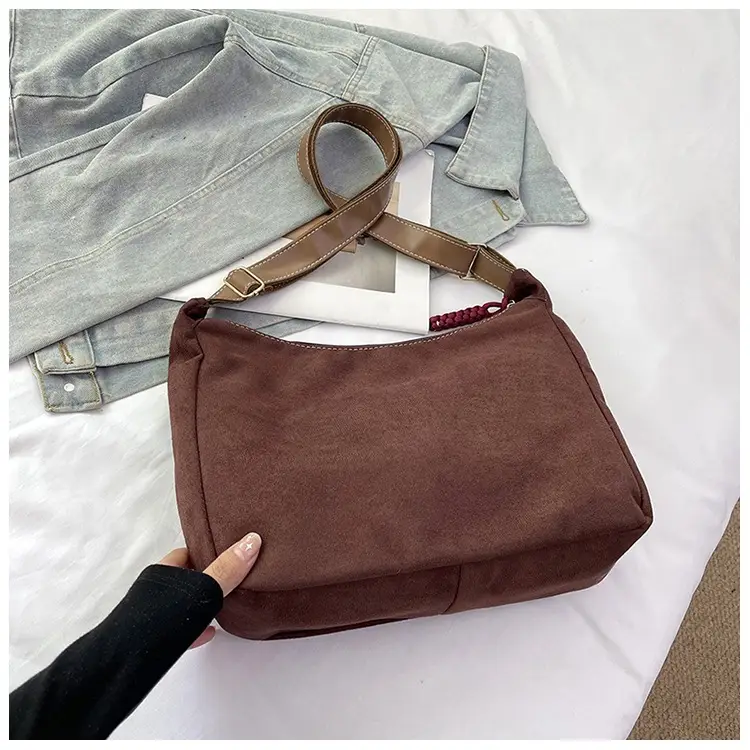 Suede Tote Bag Beige Large Capacity Shoulder Commute — feature 18
