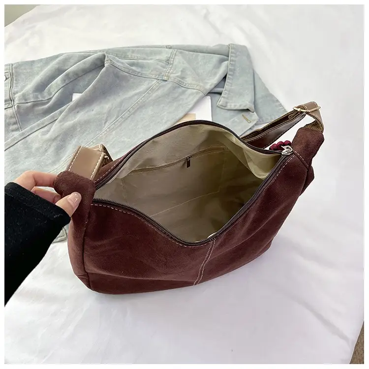 Suede Tote Bag Beige Large Capacity Shoulder Commute — feature 21