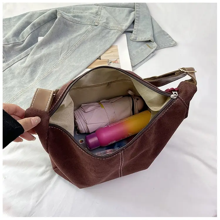 Suede Tote Bag Beige Large Capacity Shoulder Commute — feature 22