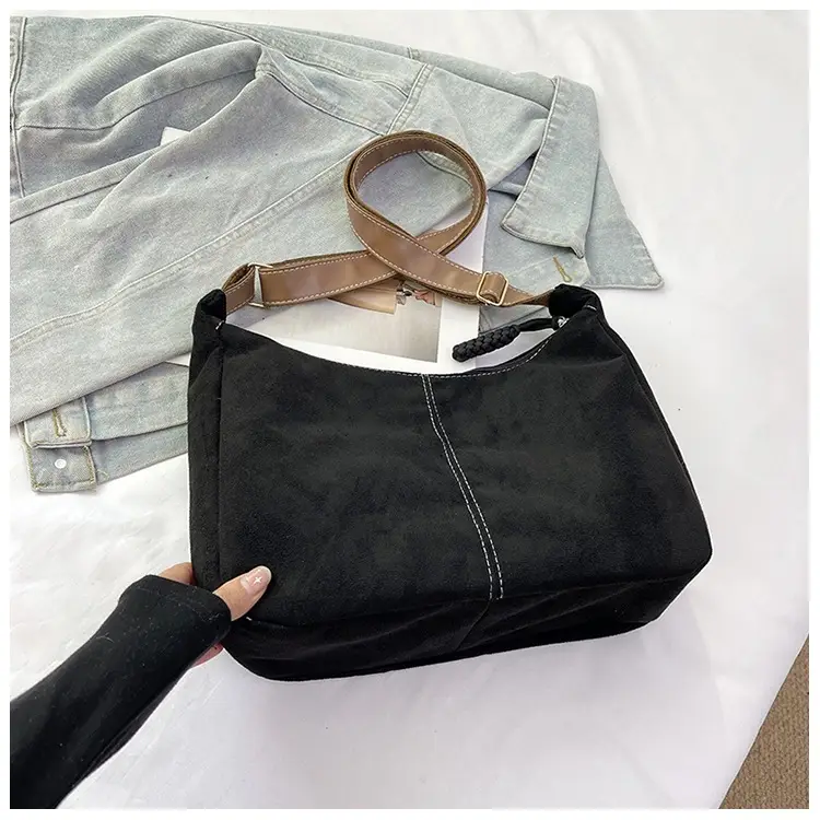 Suede Tote Bag Beige Large Capacity Shoulder Commute — feature 8